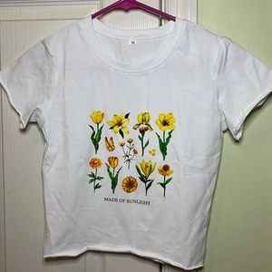 “Made of Sunlight” White Crop Top
